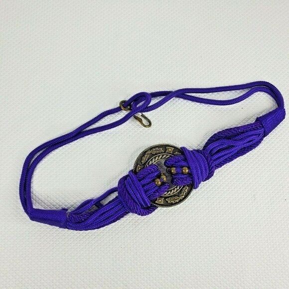 80s Thick Braided Belt Royal Blue Purple Rope main image 5